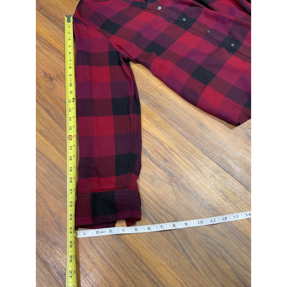 Calvin Klein Jeans Plaid Button Down Shirt M Red Black Buffalo Check Roll Tab - Picture 4 of 7